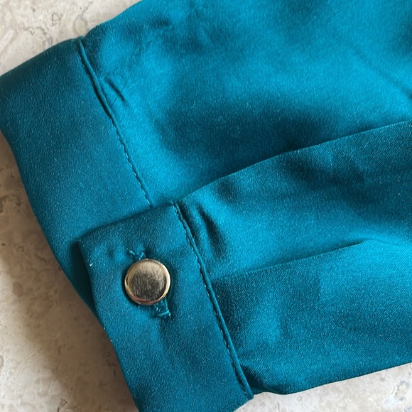 Peacock Teal Long Sleeve Blouse Top The Limited Size XS Extra Small - Picture 3 of 5